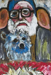 RITRATTO DI SÉ CON LISA, 2012 (acrilico su tela di iuta tesa su telaio di legno)