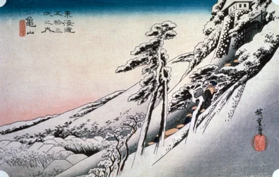 Bel tempo dopo la neve a Kameyama, dalle 53 stazioni del Tokaido, 1832