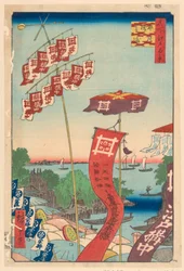Ponte Kanasugi, Shibaura dalla serie Cento vedute di Edo