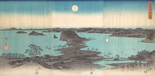 Panorama delle otto vedute di Kanasawa sotto una luna piena, 1857
