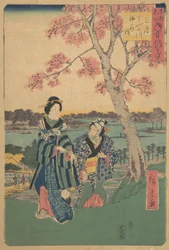 Visita ai fiori di prugno nel terzo mese al fiume Sumida dalla serie Eventi annuali a F...