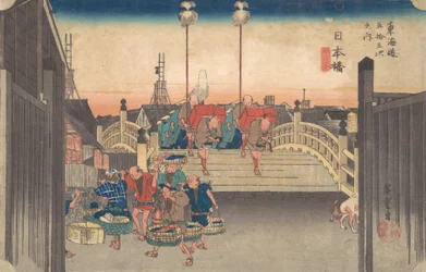 Stazioni Uno: Veduta mattutina di Nihonbashi, ca. 1833-34