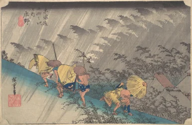 Pioggia improvvisa a Shono, dalla serie Cinquantatré stazioni del Tokaido, 1834-35