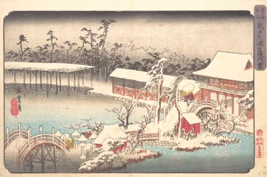 Santuario Tenmangu a Kameido nella neve