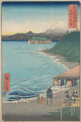 Vista del Monte Fuji dalla spiaggia di Seven-ri, Provincia di Sagami