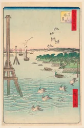 Vista della costa di Shiba dalla serie Cento famose vedute di Edo