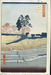 Cento vedute famose di Edo: Collina del Palazzo a Shinagawa