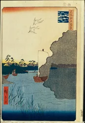 Cento vedute famose di Edo: Pini sparsi sul fiume Tone
