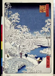 Collina Yuhi e il ponte a tamburo a Meguro (Cento vedute famose di Edo)