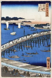 Le rive del fiume al ponte Ryogoku (Cento vedute famose di Edo)