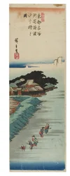 Raccolta di molluschi con la bassa marea sulla spiaggia di Susaki dalla serie Vedute famose della Capitale Orientale