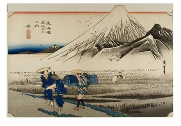 Hara: Il monte Fuji al mattino dalla serie Le cinquantatré stazioni del Tokaido, 1831-1834 circa (stampa xilografica su carta)
