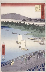 Stazione 35, Yoshida; Serie Kyoka Tokaido (Figure che attraversano il primo piano)