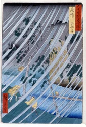 Gli eremiti maghi nella valle di Yamabushi a Mimasaka, 1855. Stampe di Katsushika