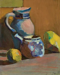Natura morta con vaso blu