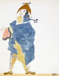 Progetto di costumi per il Conte Almaviva travestito, per una rappresentazione de "Il Barbiere di Siviglia" a Parigi (acquerello su carta)