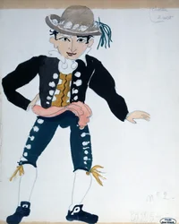Costumi per una rappresentazione de "Il barbiere di Siviglia" a Parigi (acquerello su carta)