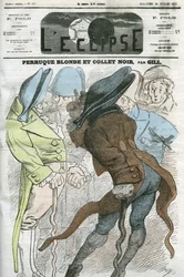 Caricatura „Parrucca bionda e colletto nero“. Copertina in „L