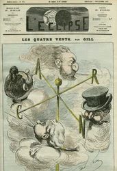 Caricatura “I Quattro Venti”, che simboleggia i quattro partiti politici. Copertina in “L