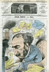 Caricatura di Jules Simon, politico, storico della filosofia, filosofo, saggista francese. Copertina di "L