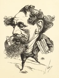 Caricatura di Charles Dickens che attraversa il canale della Manica, 1868