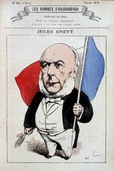 Jules Grévy con la bandiera francese - di Gill, in 