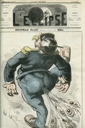 Nuovo pavone, caricatura di Guglielmo I (1797-1888), vincitore della guerra franco-prussiana. Copertina in “L