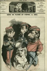 Persone di penna e spada: Louis Leon Faidherbe (1818-1889), militare francese, Camille Cremer (1840-1876), generale francese, e Philippe Toussaint Joseph Bordone (1821-1892), medico e militare. Copertina in 
