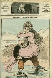 Ritratto di Adolphe Thiers, storico e politico francese, rappresentato in "Paul et Virginie" (la Repubblica). Copertina di "L