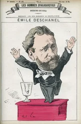 Ritratto di Emile Deschanel (1819-1904), scrittore e politico francese e padre di Paul Deschanel (1855-1922), Presidente della Repubblica Francese nel 1920. Caricatura di Gill, Parigi