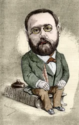 Ritratto di Émile Zola (1840-1902) scrittore francese. Caricatura di André Gill per il Mondo Illustre.