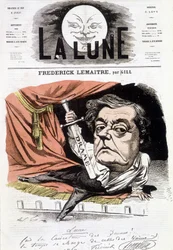 Ritratto di Frédérick Lemaître (1800-1876), attore drammaturgo francese. Caricatura di Gill in "La Lune", 16 giugno