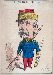 Ritratto di Jean Joseph Frédéric Albert Farre (1816-1887), soldato francese, nominato generale nel 1870 e ministro della guerra - Caricatura di André Gill in 