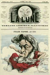 Ritratto di Jules Favre (1809-1880), avvocato e politico francese. Caricatura di Gill, in "La Lune", 31 marzo