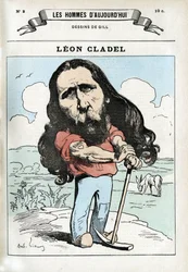Ritratto di Leon Cladel (1835-1892), uomo di lettere francese. Caricatura di Gill, Parigi.