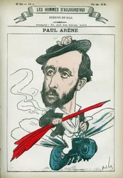 Ritratto di Paul Arene (1843-1896), poeta e scrittore francese. Caricatura di Gill, Parigi.