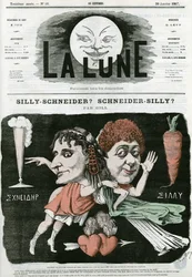 Silly-Schneider? Scheiner-Silly? , caricatura di un frammento di pittura antica. Caricatura di Gill, in "La Lune", 20 gennaio