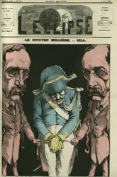 Il cittadino Milliere in riferimento ad Alexandre Dumas, Gill lo rappresenta con le mani. Copertina in "L