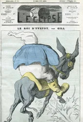 Il re di Yvetot, caricatura di Adolphe Thiers (1797-1877), statista francese. Copertina in "L