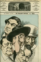 Il teatro "Le Palais royal" con Geoffroy, Jules Brasseur (1829-1890), Hyacinthe, Lassouche e Lheritier, attori francesi. Copertina di "L