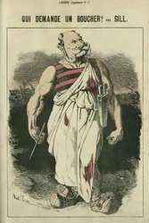 Chi chiede un macellaio, caricatura di Guglielmo I di Germania (1797-1888), vincitore della guerra del 1870. in 