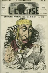 Zombe-Fatoum (Zombe Fatoum) (1836-1878), regina di Moheli nelle Comore, in visita in Francia nel 1868. È anche chiamata Djombe-Fatouma (Djombe-Fatouma) o Jumbe Fatouma (Jumbe-Fatouma) o Jumbe Fatima (Jumbe-Fatima). Copertina in 