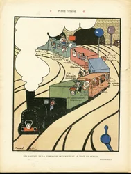 Illustrazione di Andre Helle in Le Rire, 25/01/08 - Piccola velocità - Trasporto, Treno Ferroviario, Compagnia Occidentale