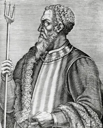 Ritratto di Andrea Doria (1466-1560), ammiraglio e politico italiano, incisione da Les Vrais pourtraits et Vies des Hommes illustres