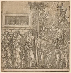 Il Trionfo di Giulio Cesare: Processione di Uomini, Donne e Bambini