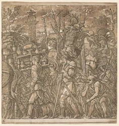 Il trionfo di Giulio Cesare: Soldati che portano vasi e trofei di guerra, 1593-99