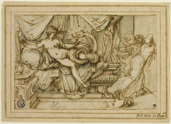 Olimpia, madre di Alessandro, visitata da Zeus sotto forma di serpente
