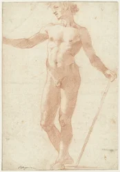 Modello maschile nudo in piedi