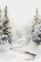 Ruscello nella foresta innevata