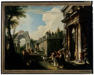 Capriccio architettonico con fontana